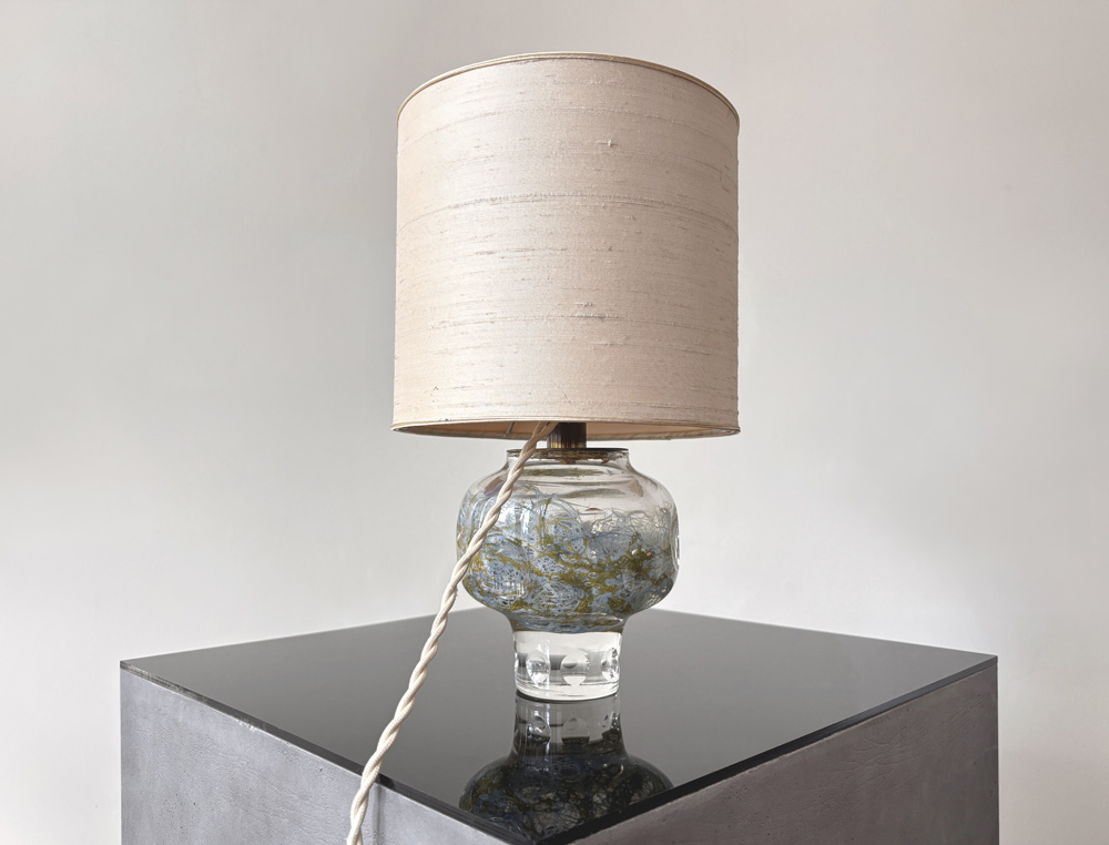 Lampe, Vintage, Glas, Lampenschirm Stoff