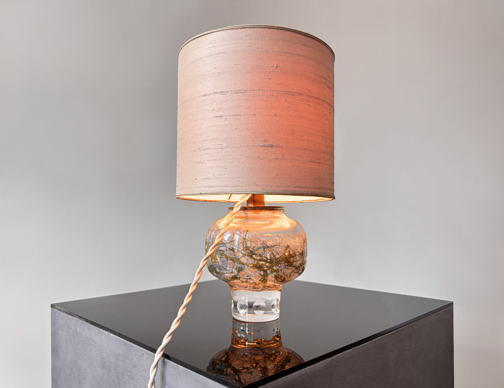 Lampe, Vintage, Glas, Lampenschirm Stoff