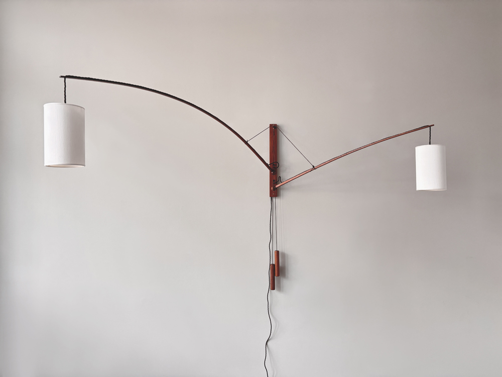 Skrip Leuchte Teakholz, Mid-century