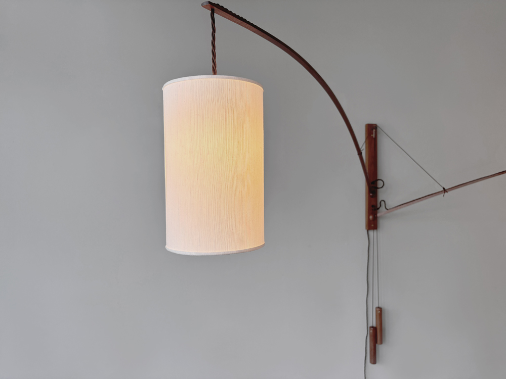 Skrip Leuchte Teakholz, Mid-century